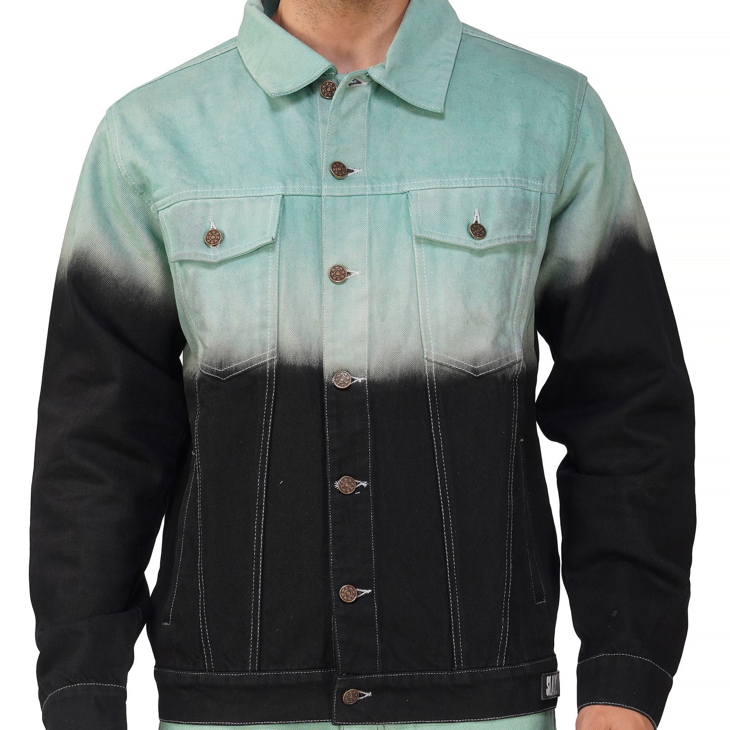 SLAY. Men's Green Black Ombre Denim Jacket & Jeans Co-ord Set