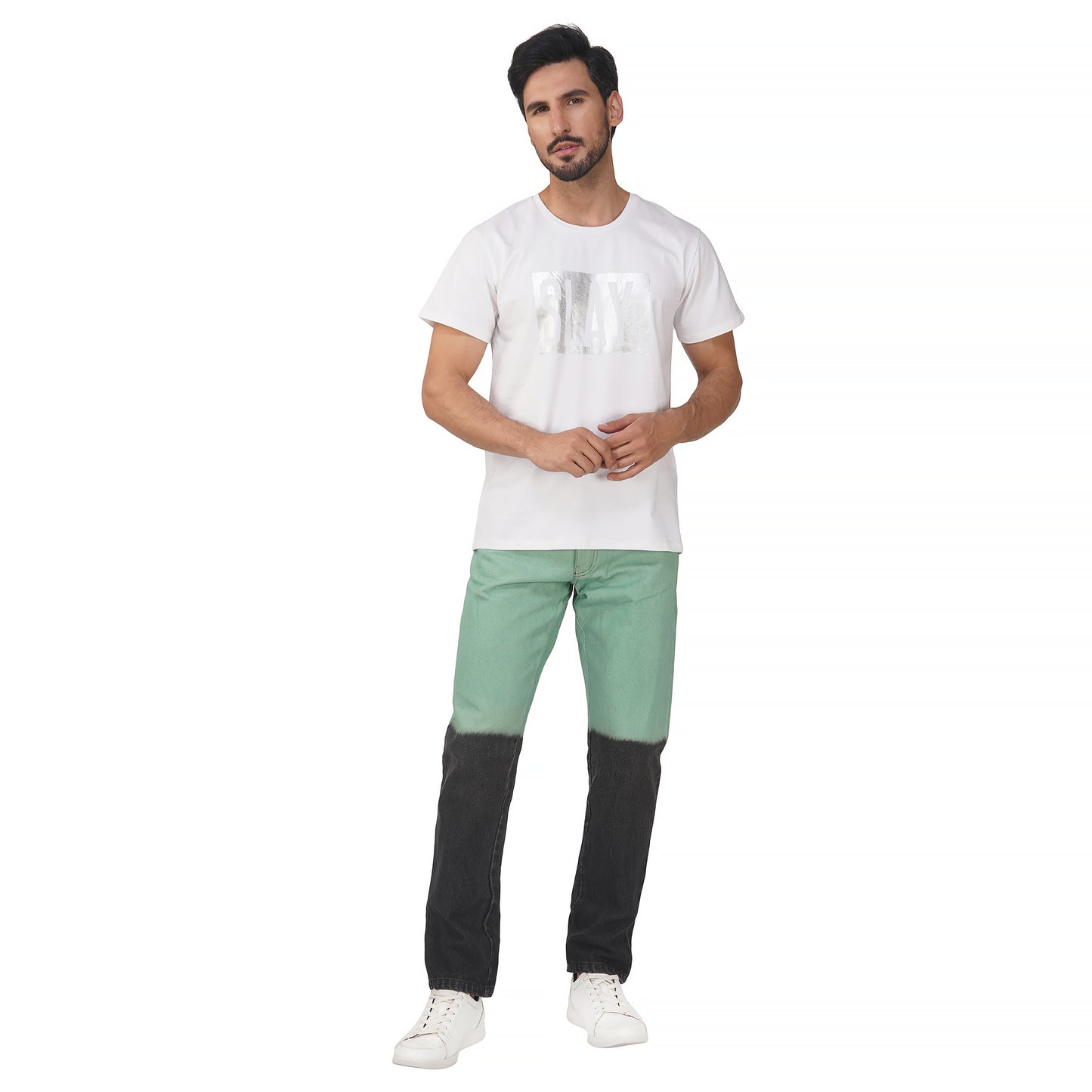 SLAY. Men's Green Black Ombre Denim Jacket & Jeans Co-ord Set