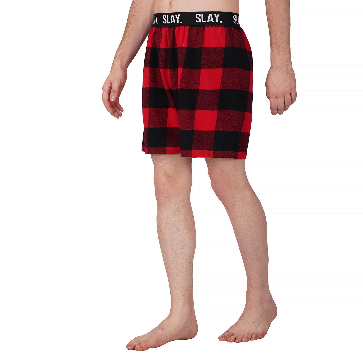 SLAY. Men's Cotton Red & Black Check Winter Boxers