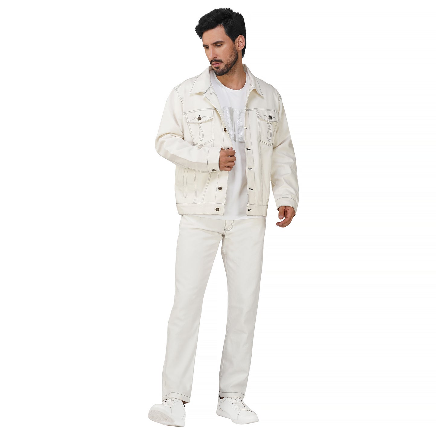 SLAY. Men's Off White Denim Jacket & Jeans Co-ord Set