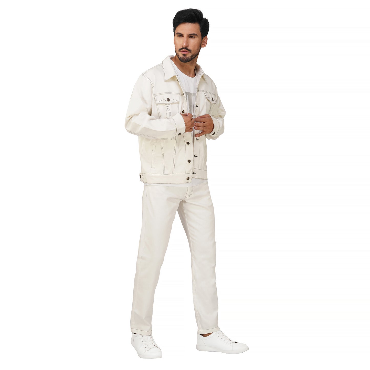 SLAY. Men's Off White Denim Jacket & Jeans Co-ord Set
