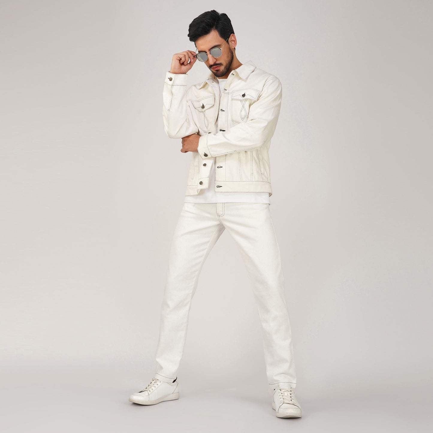 SLAY. Men's Off White Denim Jacket & Jeans Co-ord Set