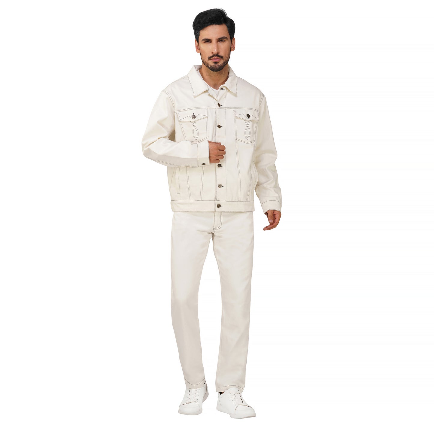 SLAY. Men's Off White Denim Jacket & Jeans Co-ord Set