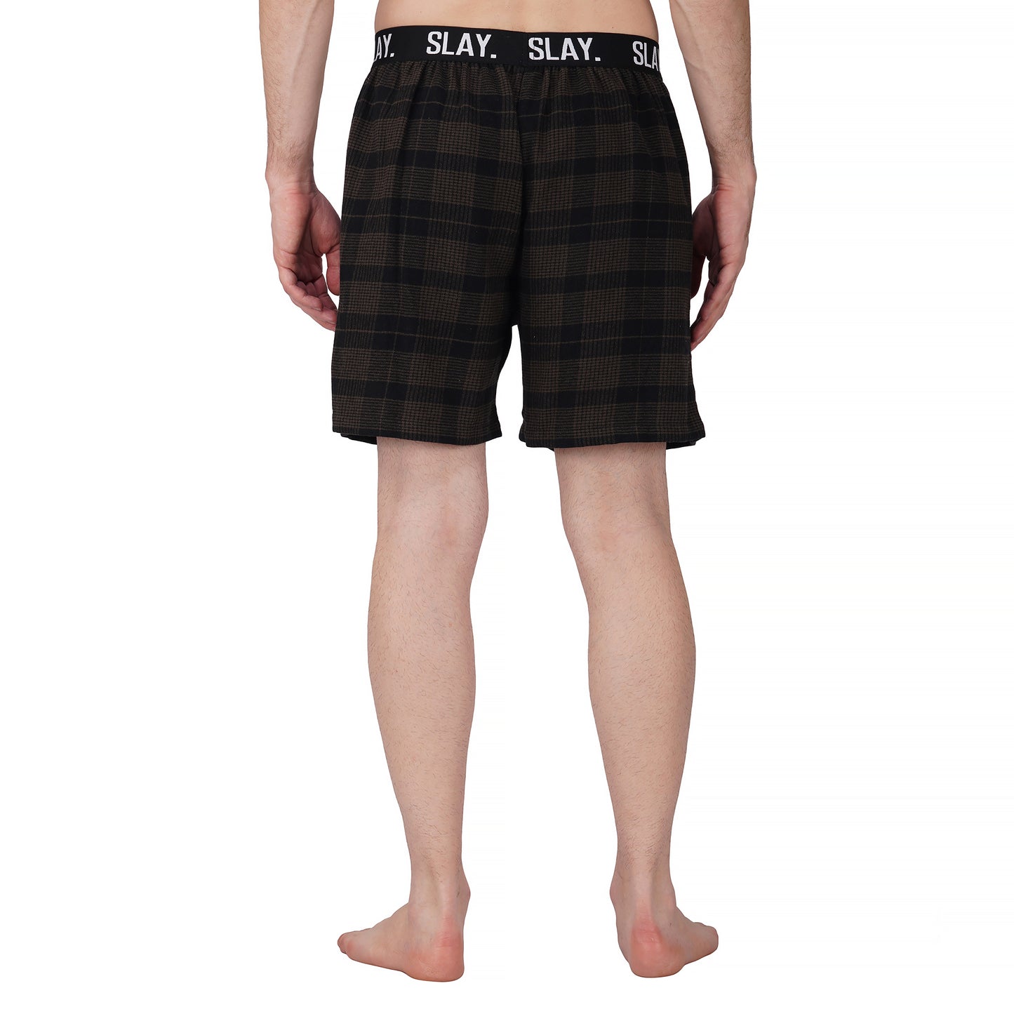 SLAY. Men's Green & Black Check Winter Boxers