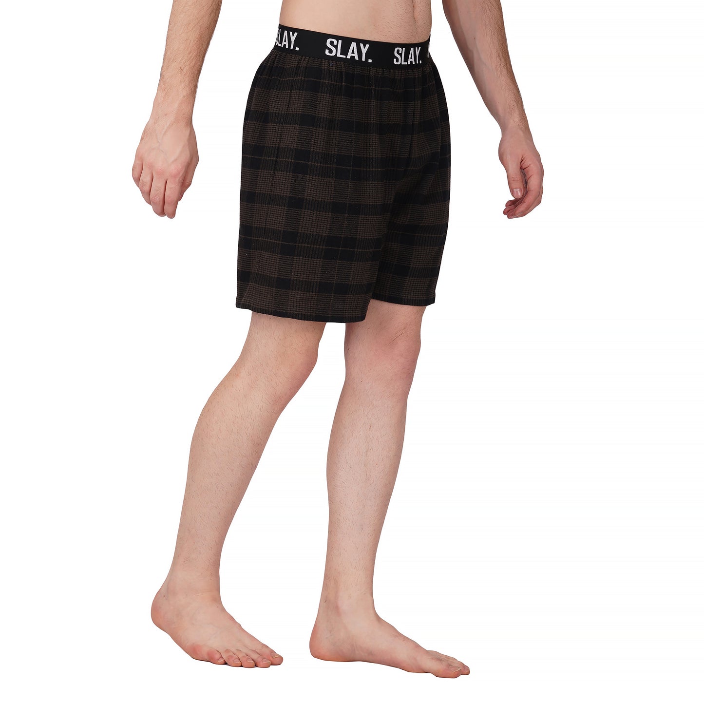 SLAY. Men's Green & Black Check Winter Boxers