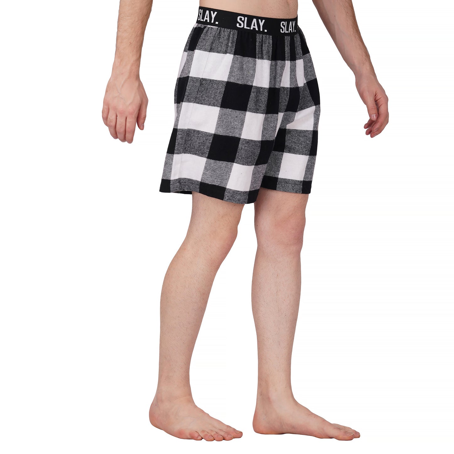 SLAY. Men's White & Black Check Winter Boxers