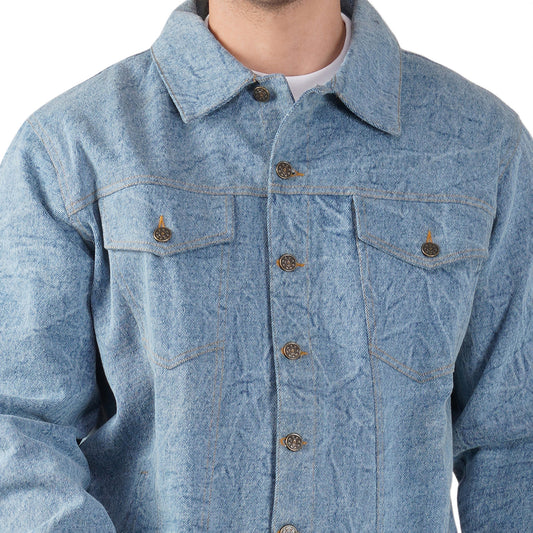 SLAY. Men's Full Sleeves Light-Wash Denim Jacket