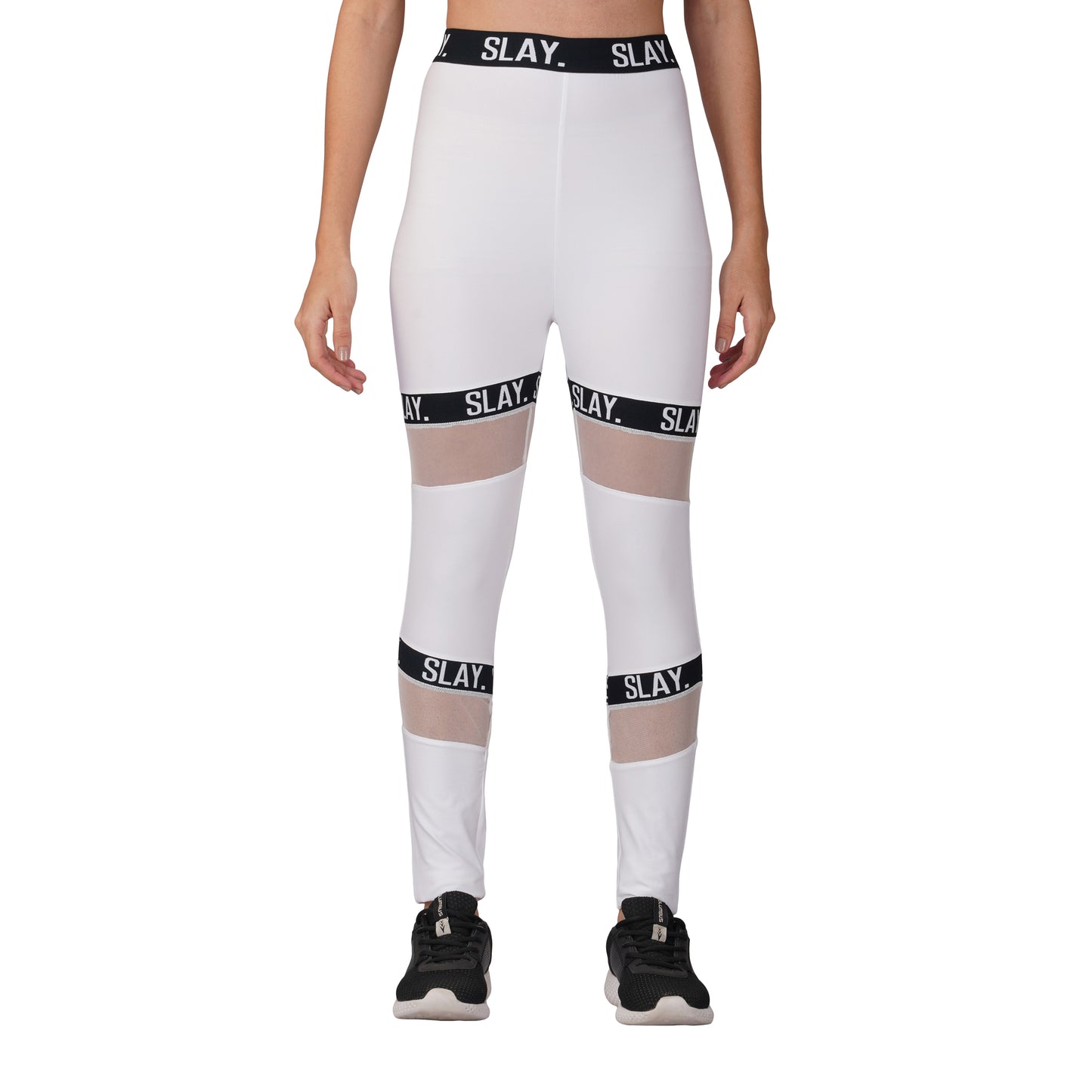 SLAY. Sport Women's Activewear Full Sleeves Crop Top And Pants Co-ord Set White