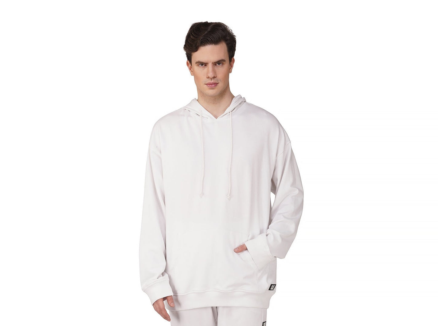 SLAY. Men's White Oversized Drop Shoulder Hoodie