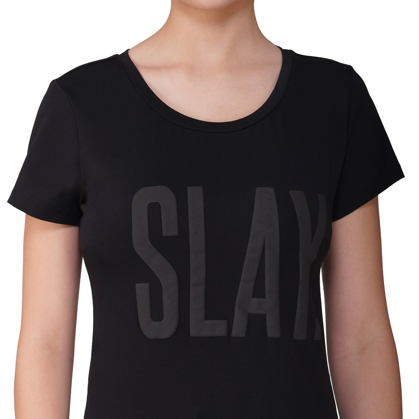 SLAY. Matte Black on Black Slim Fit T shirt