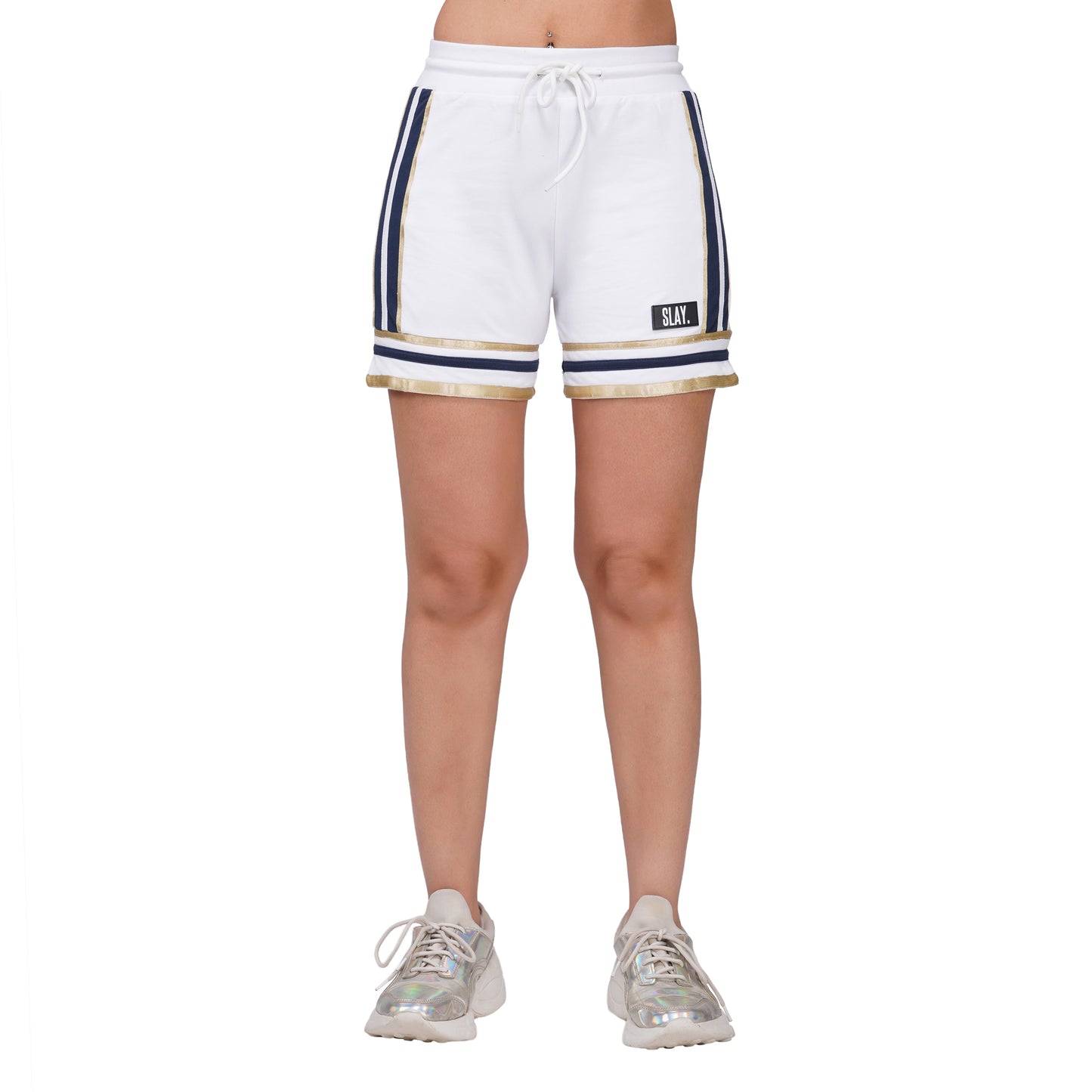 SLAY. Women's Blue Power Play 3-Piece Co-ord Set – Jacket + Crop Top + Shorts or Pants | Made to Order