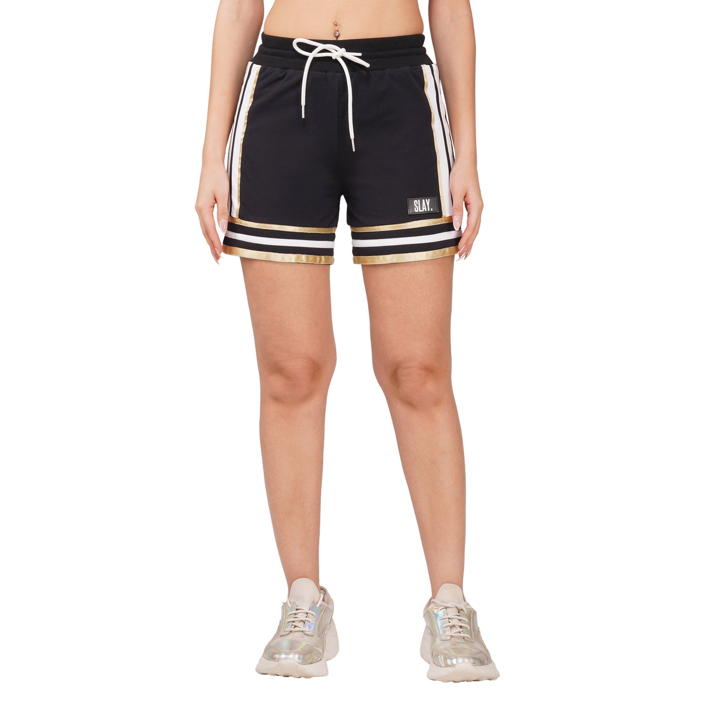 SLAY. Women's Black Power Play 3-Piece Co-ord Set – Jacket + Crop Top + Shorts or Pants | Made to Order