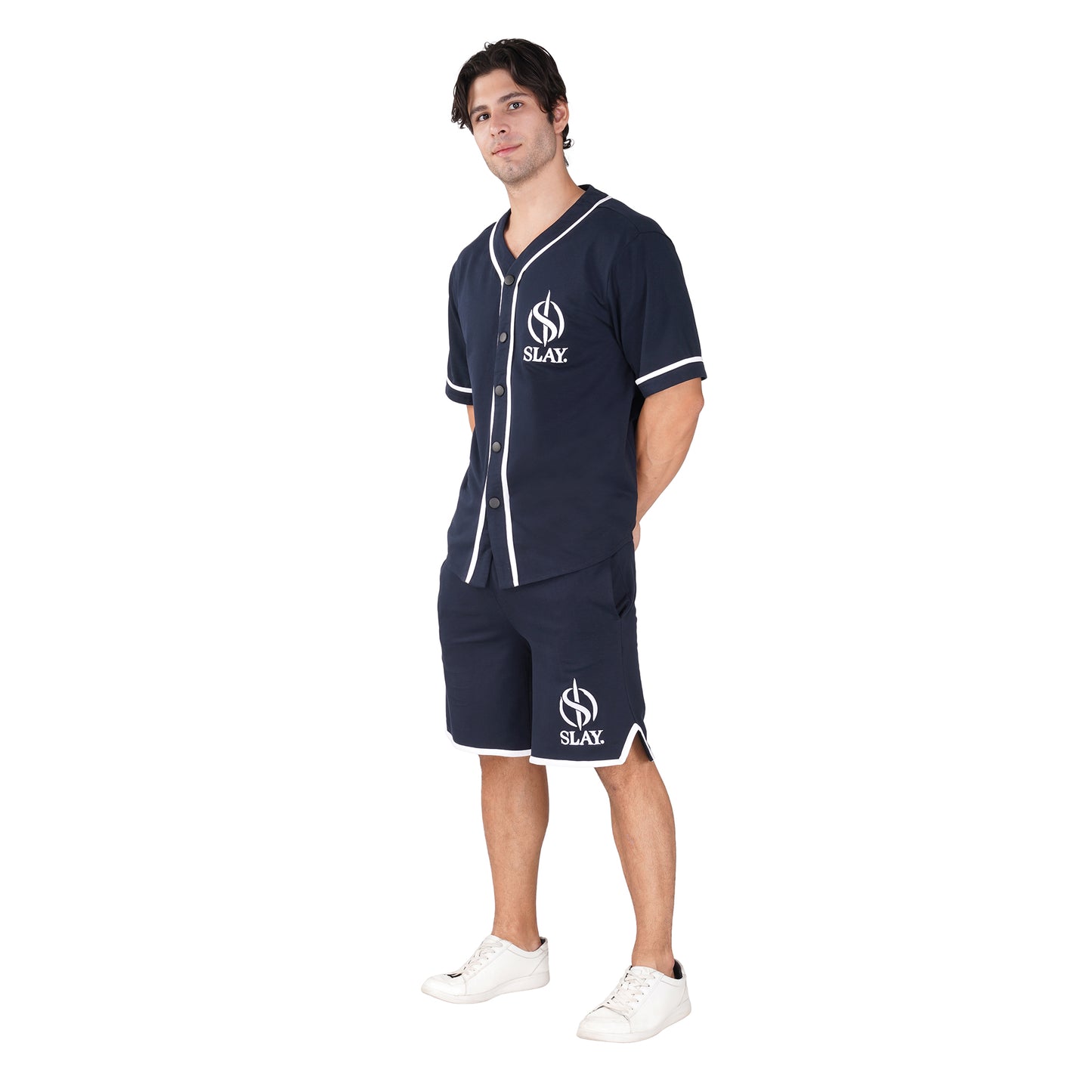 SLAY. Men's Navy Varsity Co-ord Set