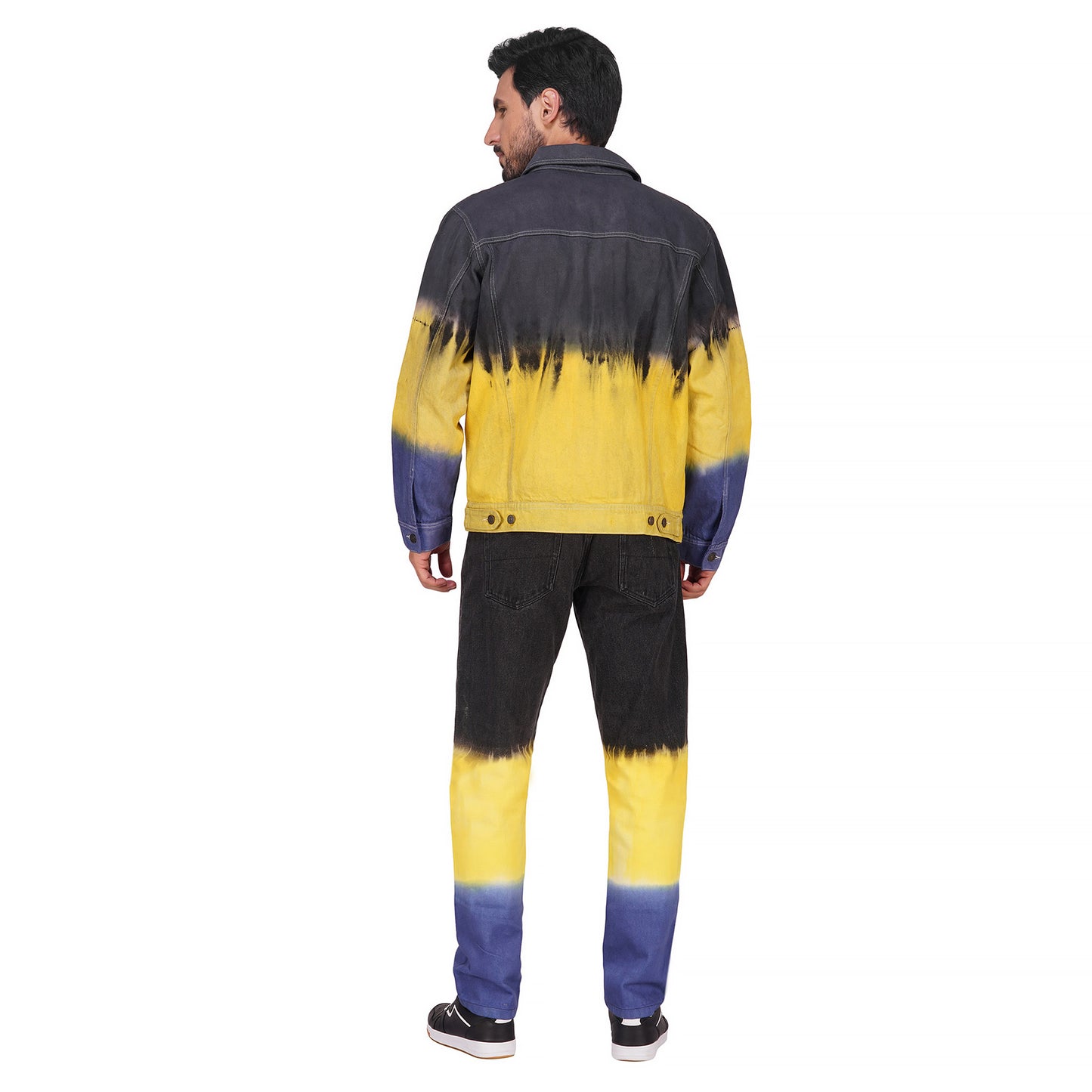SLAY. Men's Black Yellow Blue Ombre Denim Jacket & Jeans Co-ord Set