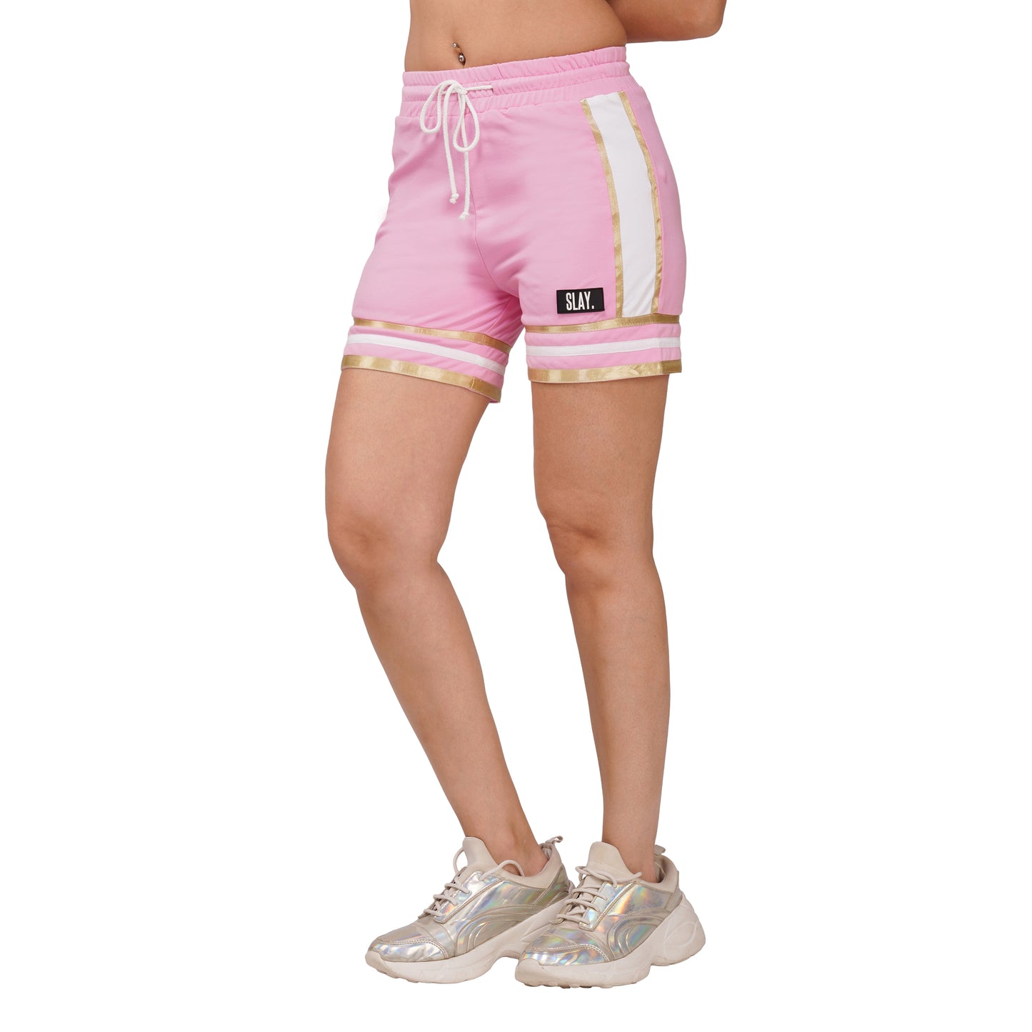 SLAY. Women's Pink Power Play 3-Piece Co-ord Set – Jacket + Crop Top + Shorts or Pants | Made to Order