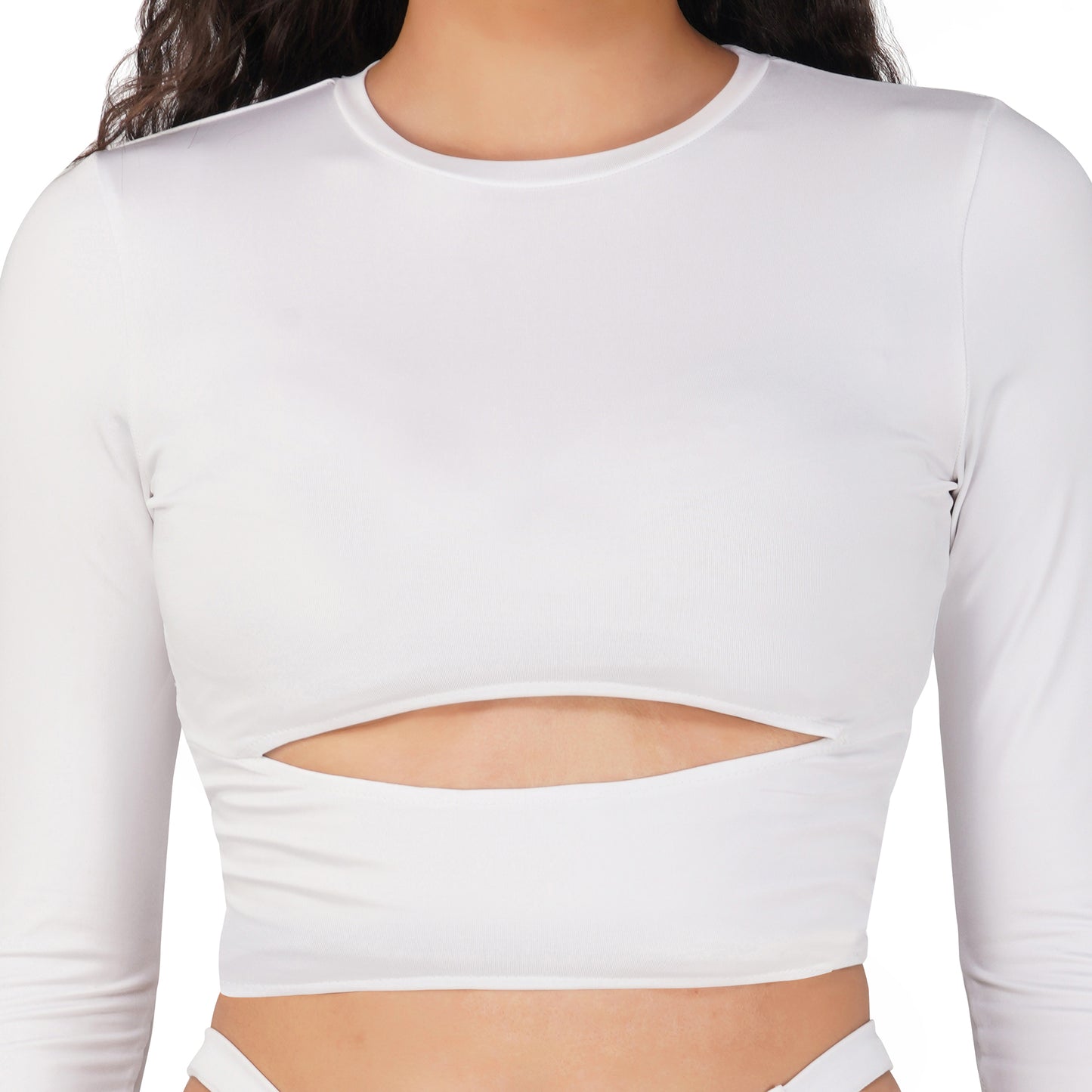 SLAY. Sport Women's Cutout Full Sleeves Crop Top And Pants Co-ord Set Black
