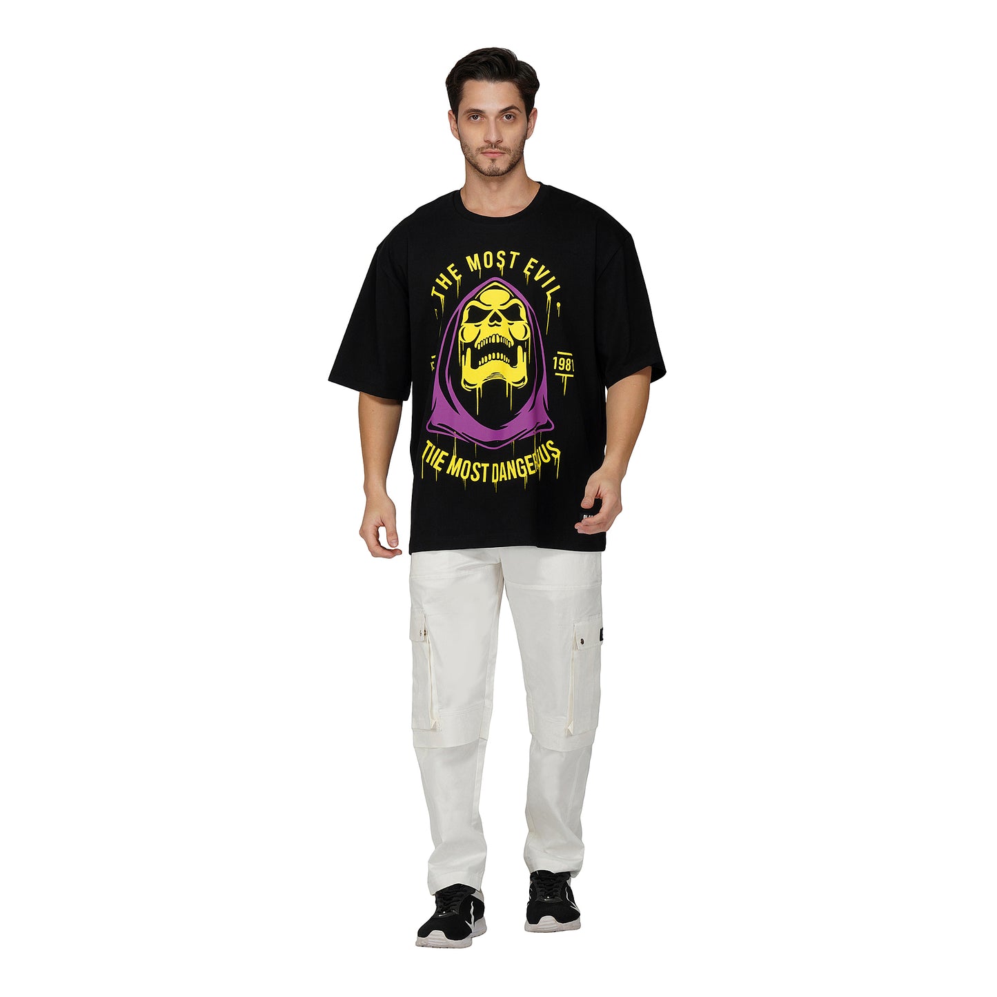 SLAY. Men's Skeleton "Most Evil" Oversized Drop shoulder T shirt