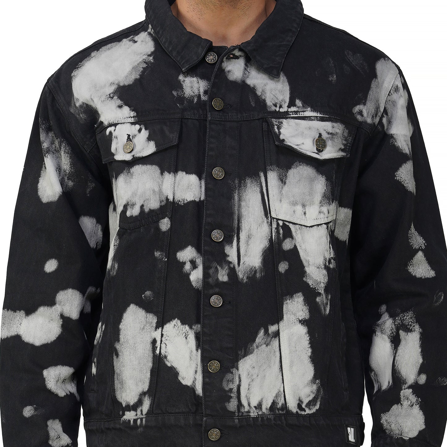 SLAY. Men's Black & White Tie Dye Denim Jacket & Jeans Co-ord Set