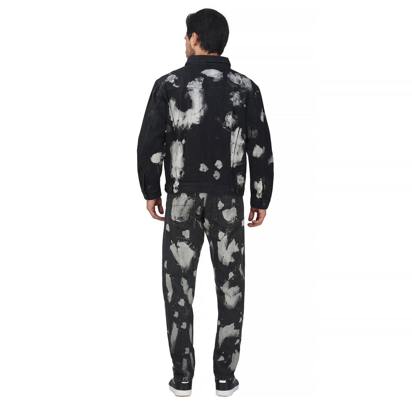 SLAY. Men's Black & White Tie Dye Denim Jacket & Jeans Co-ord Set