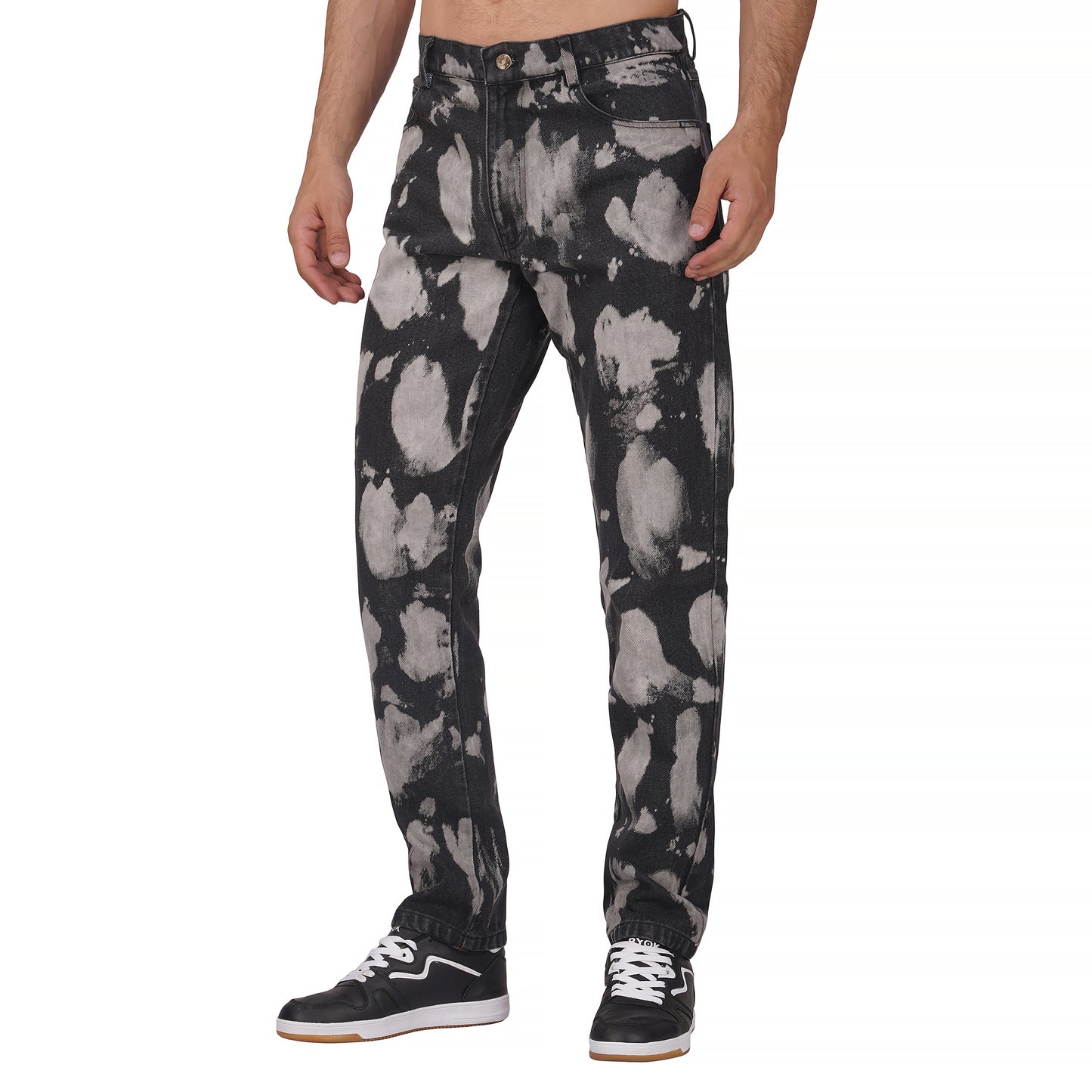 SLAY. Men's Black & White Tie Dye Denim Jacket & Jeans Co-ord Set