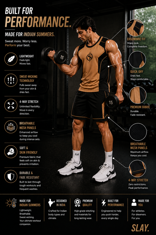 SLAY. Men's Beige Athleisure Performance Set