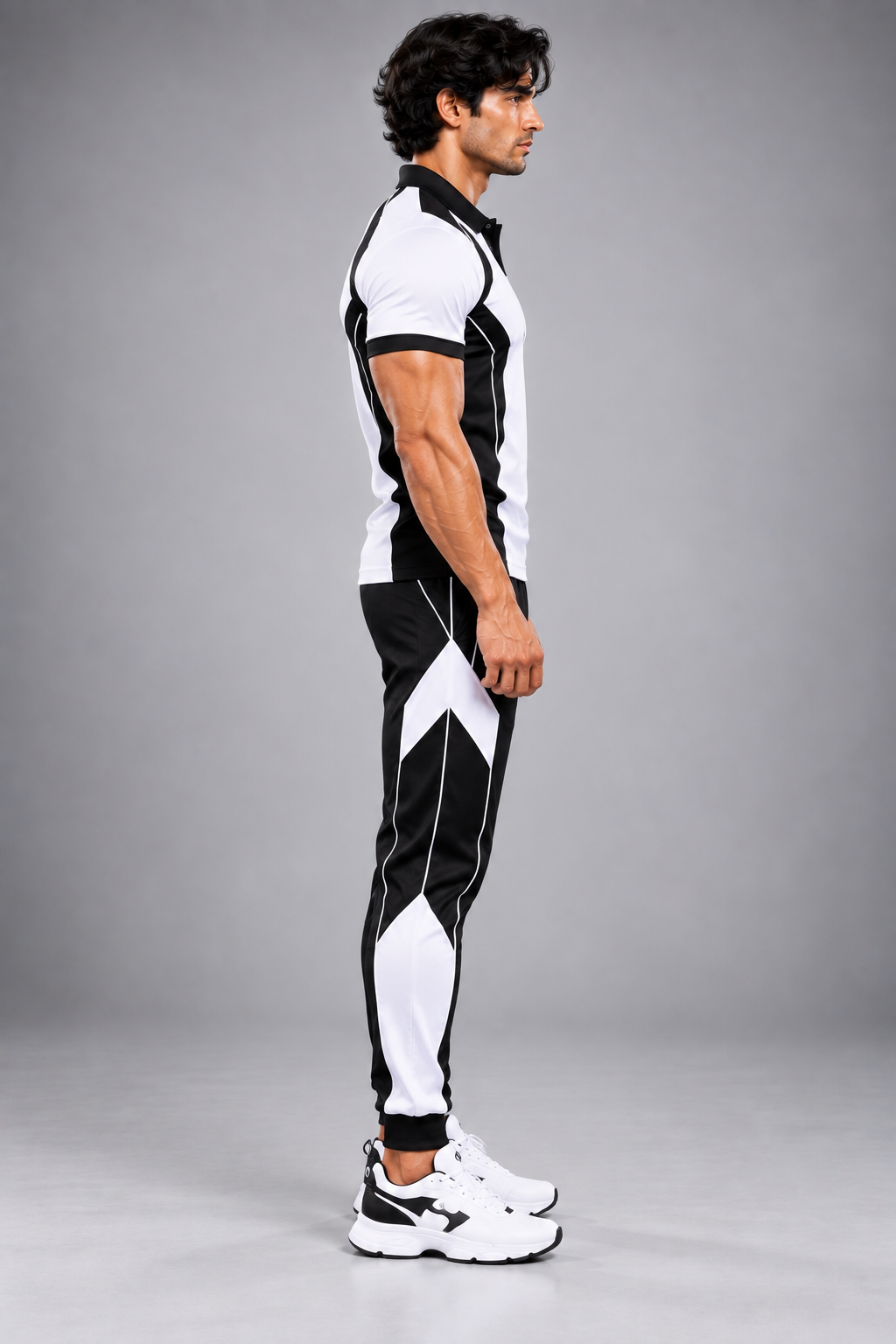 SLAY. Men's White Polo Track Pants Athleisure Performance Set