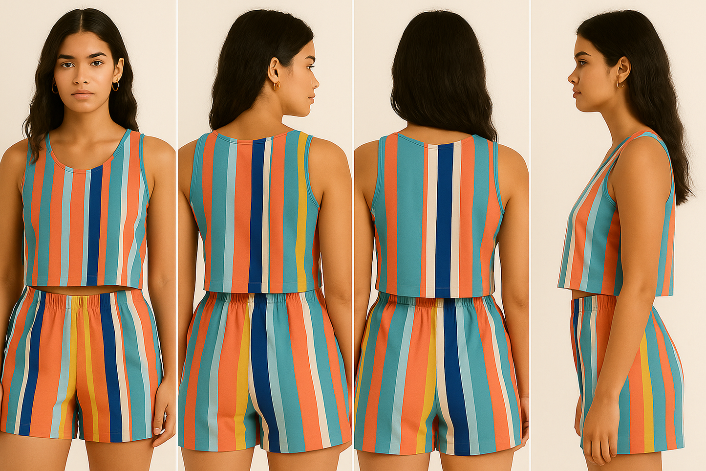 SLAY. Women's Everyday Stripes Co-ord Set – Tank Top & Shorts