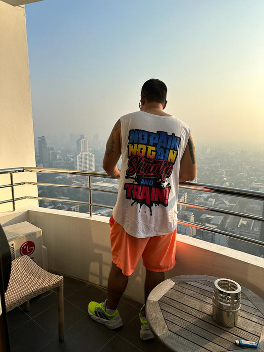 SLAY. Men's "No Pain No gain Shut Up & Train" Oversized T shirt