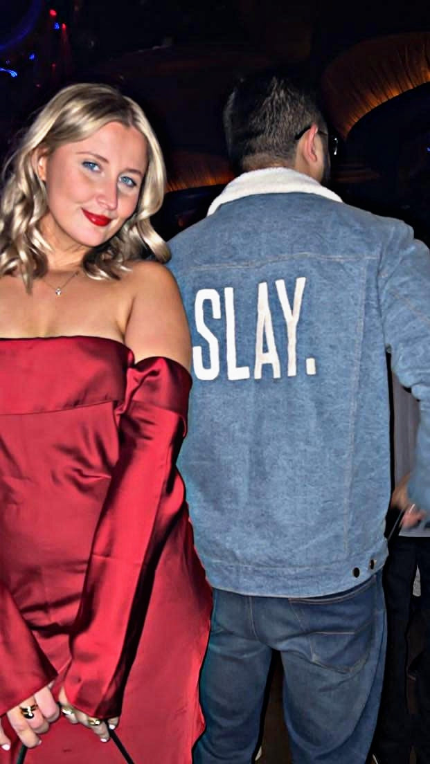 SLAY. Men's Full Sleeves Blue Solid Embroidered Button-Down Washed Light Blue Denim Jacket with Faux-fur Lining