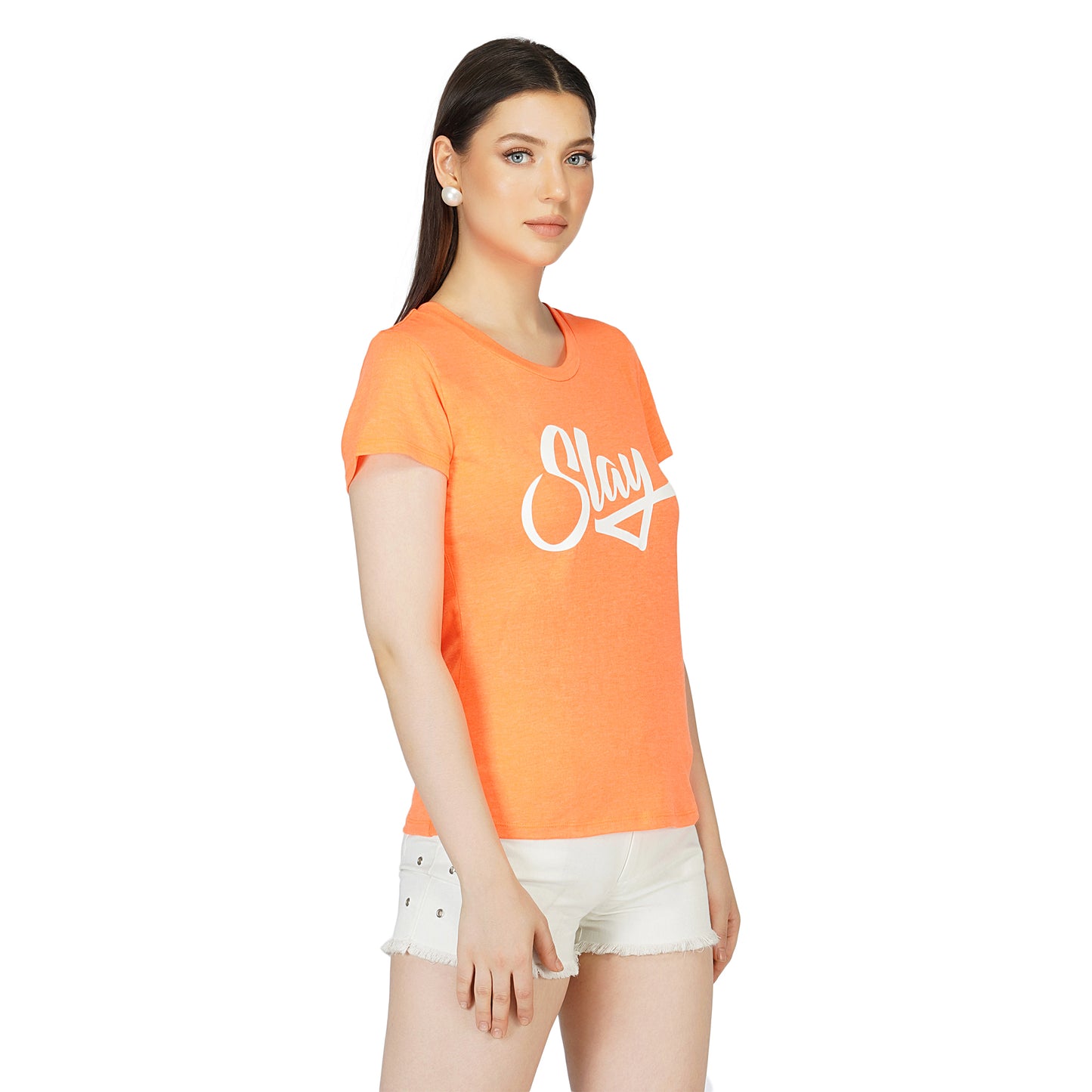 SLAY. Sport Women's Neon Orange Printed T-shirt