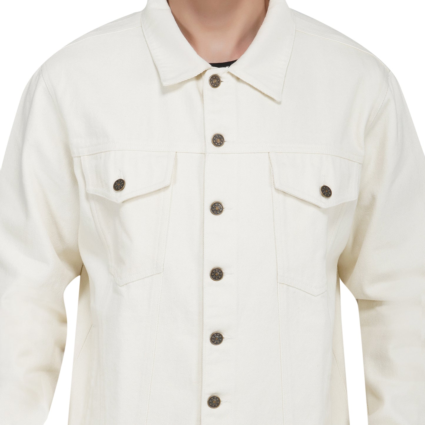 SLAY. Men's Off-White Vintage Button-Down Denim Biker Jacket-clothing-to-slay.myshopify.com-Jacket