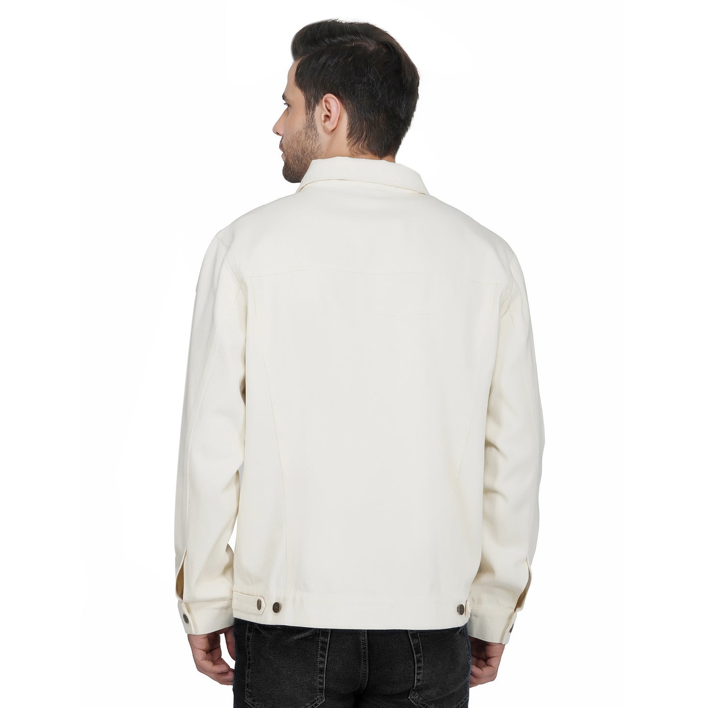SLAY. Men's Off-White Vintage Button-Down Denim Biker Jacket-clothing-to-slay.myshopify.com-Jacket