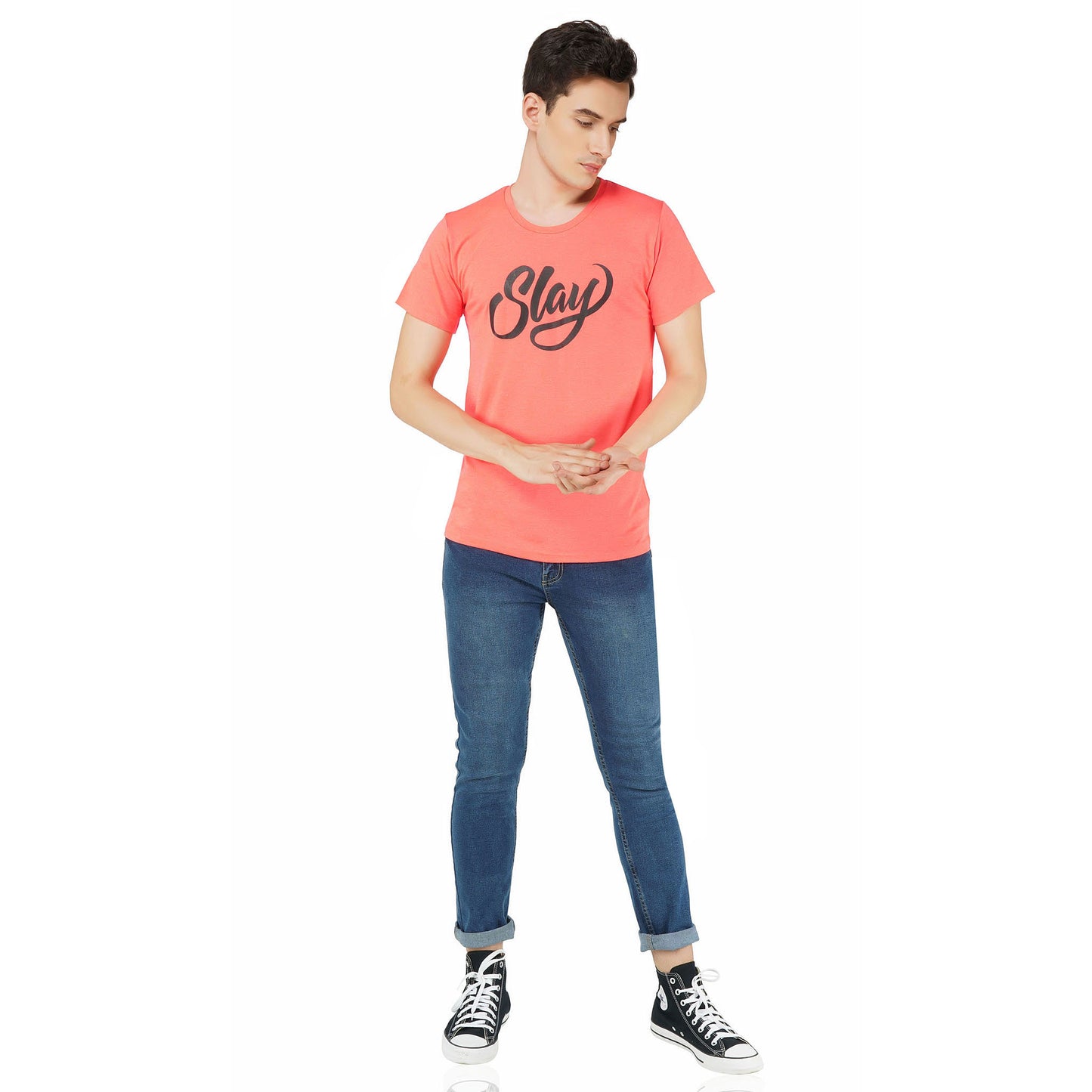 SLAY. Sport Men's Printed Neon Pink T-shirt-clothing-to-slay.myshopify.com-T-Shirt
