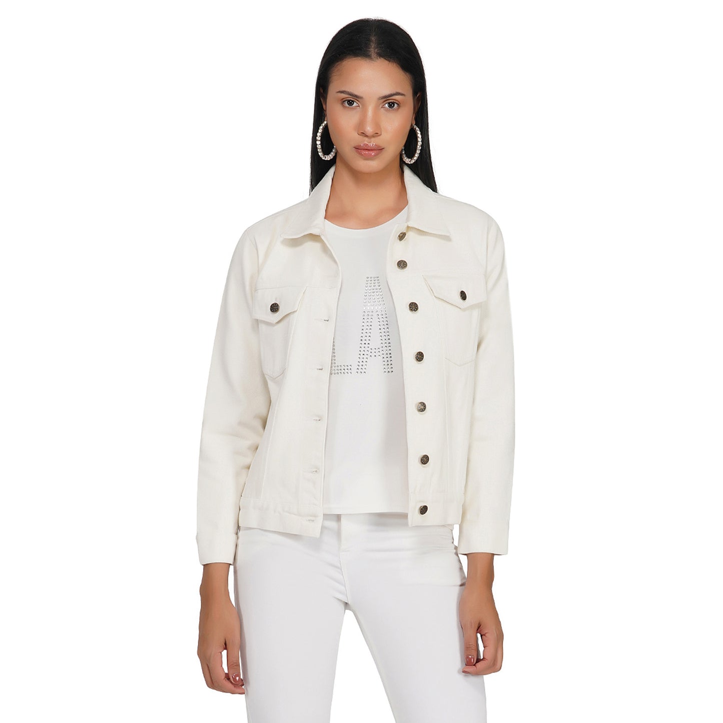SLAY. Women's Off-white Denim Jacket-clothing-to-slay.myshopify.com-Denim Jacket