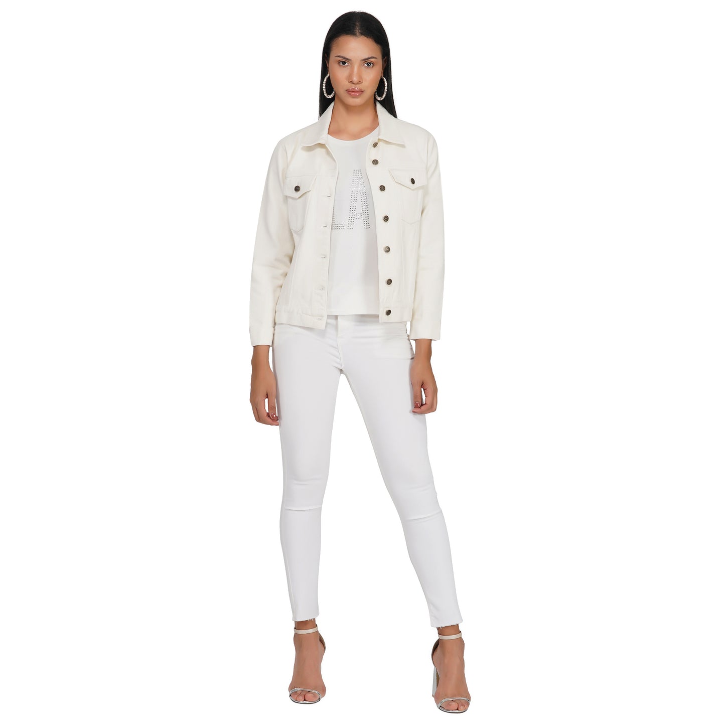 SLAY. Women's Off-white Denim Jacket-clothing-to-slay.myshopify.com-Denim Jacket