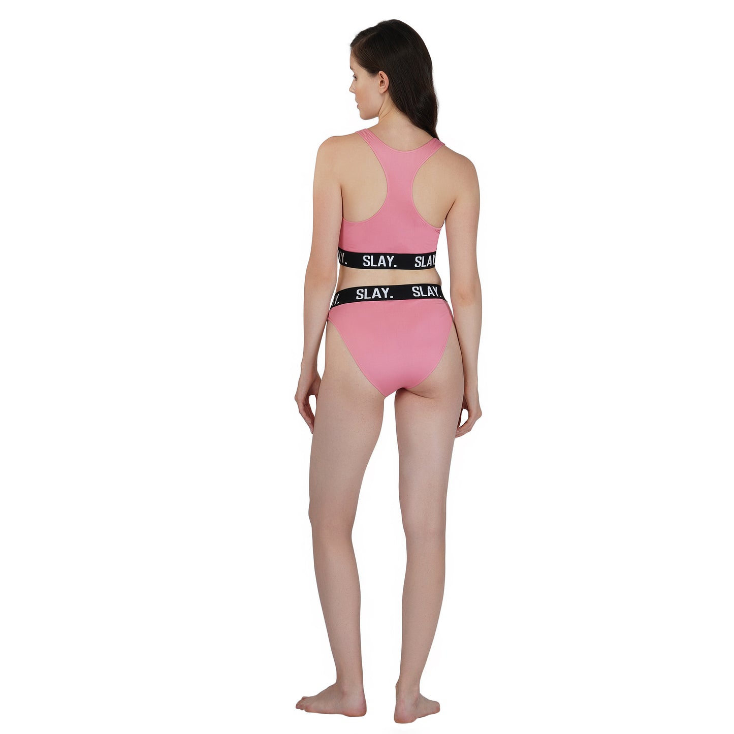 SLAY. Women's Underwear Lingerie Modern Sports Bra and Panty Set Pink