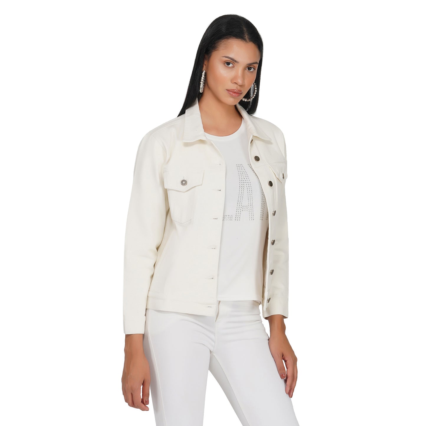 SLAY. Women's Off-white Denim Jacket-clothing-to-slay.myshopify.com-Denim Jacket