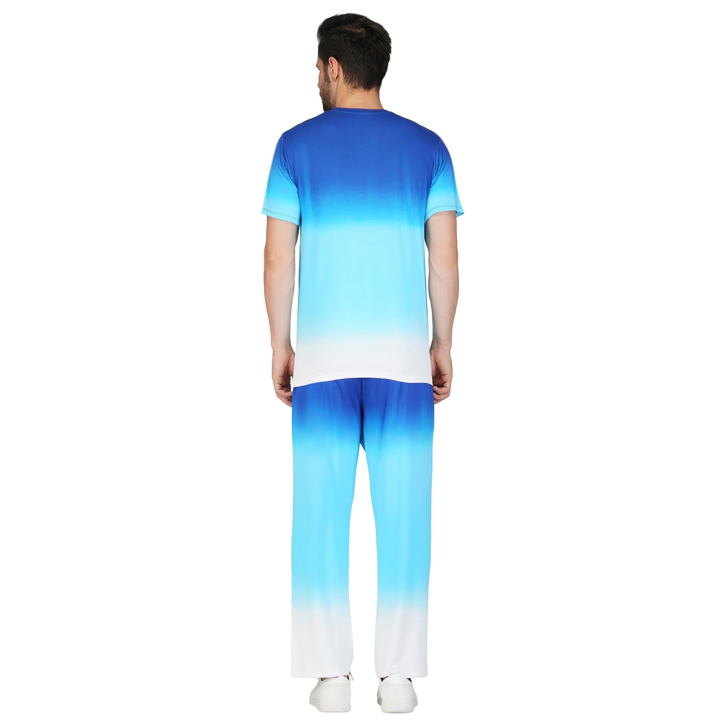 SLAY. Men's Blue to White Ombre T Shirt & Pants Co-ord Set