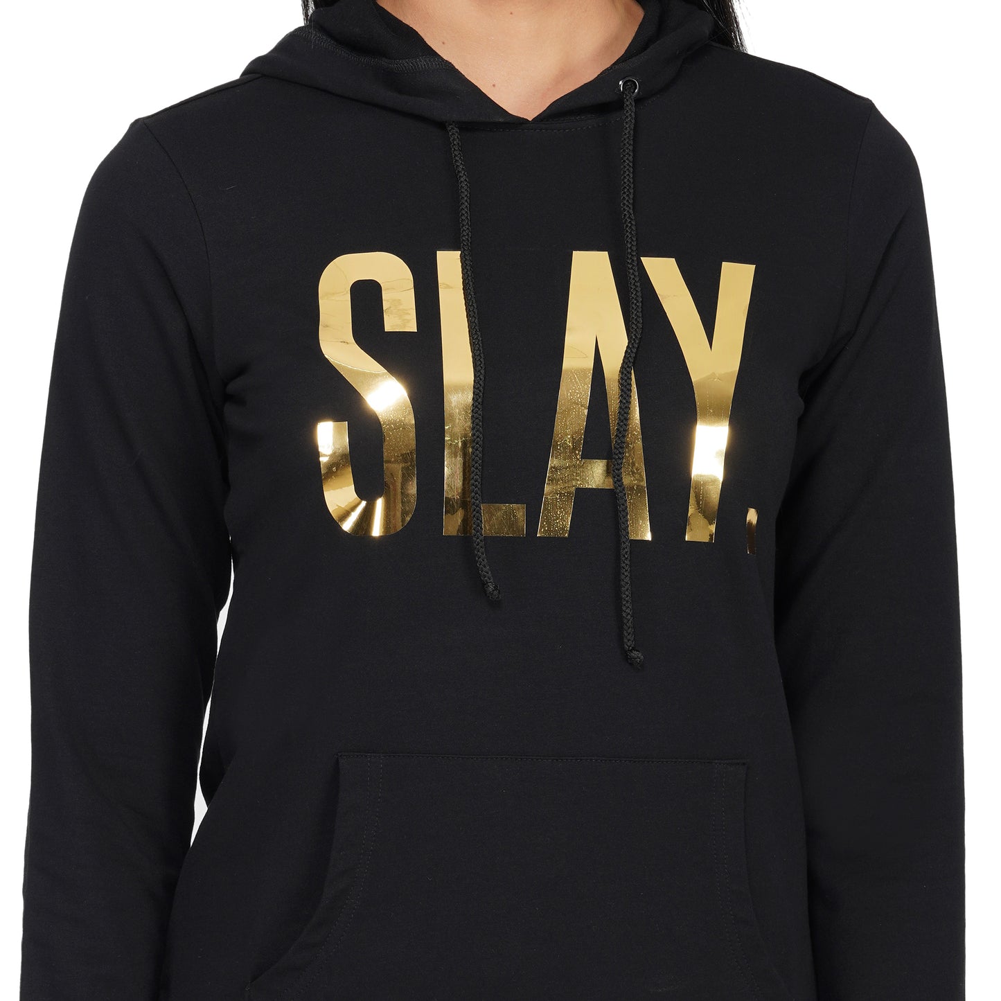 SLAY. Classic Women's Limited Edition Gold Mirror Foil Print Black Tracksuit-clothing-to-slay.myshopify.com-Tracksuit