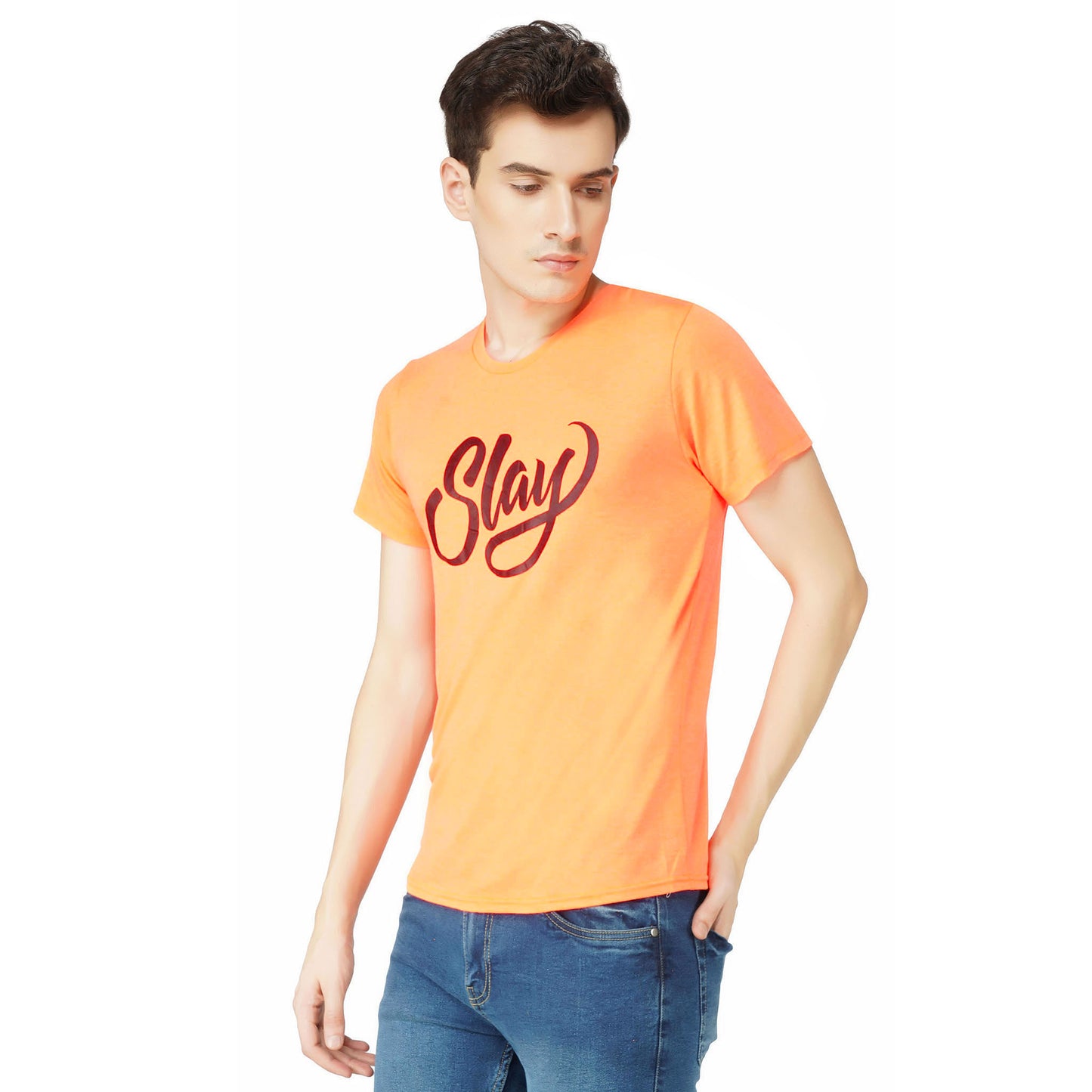 SLAY. Sport Men's Printed Neon Orange T-shirt-clothing-to-slay.myshopify.com-T-Shirt
