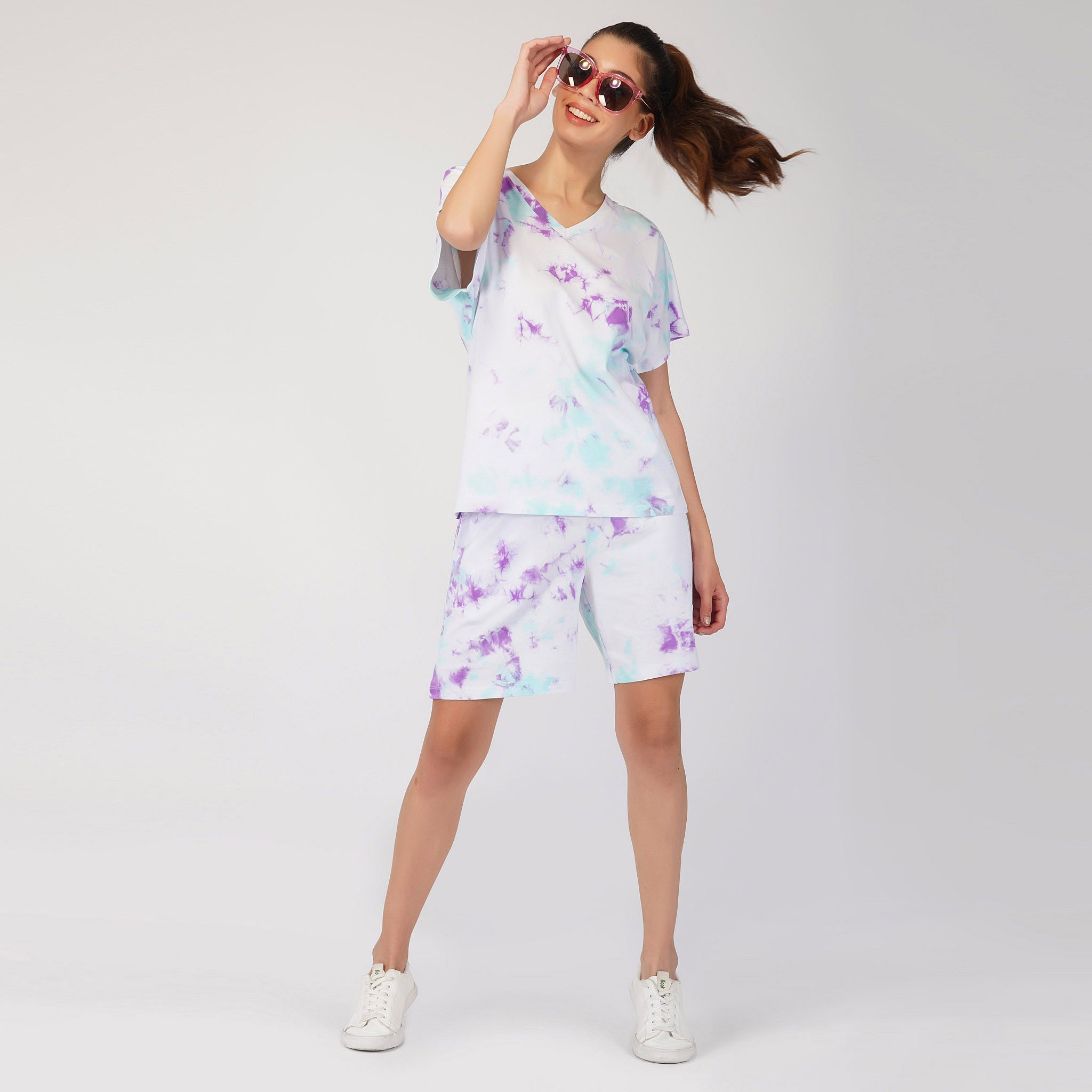 Tie Dye Cycling Short Pj Set Multi Tie-Dye T-shirt Cycling Short