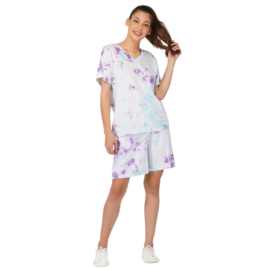 SLAY. Women's Tie Dye Oversized T Shirt & Shorts Co-ord Set
