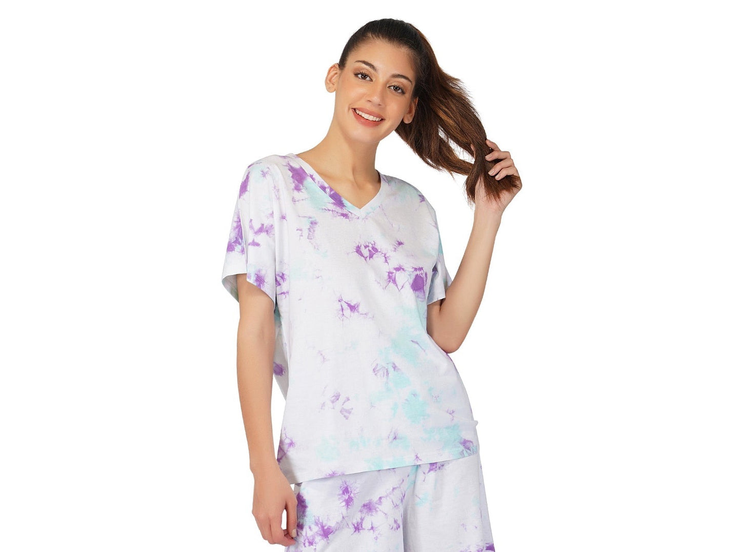 SLAY. Women's Tie Dye Oversized V neck T Shirt
