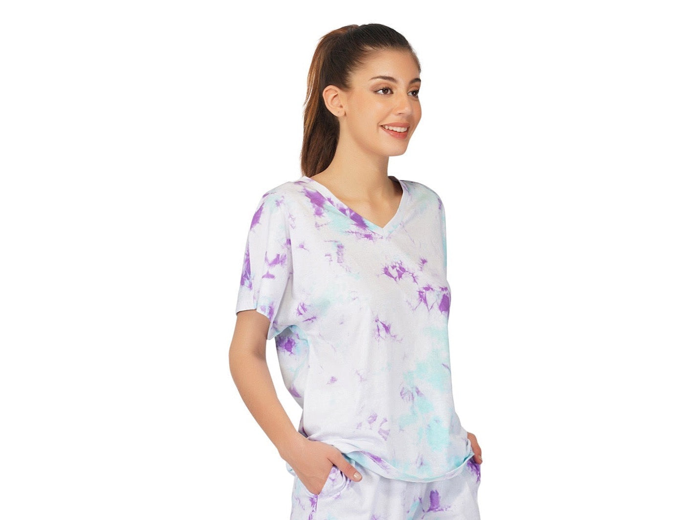 SLAY. Women's Tie Dye Oversized V neck T Shirt