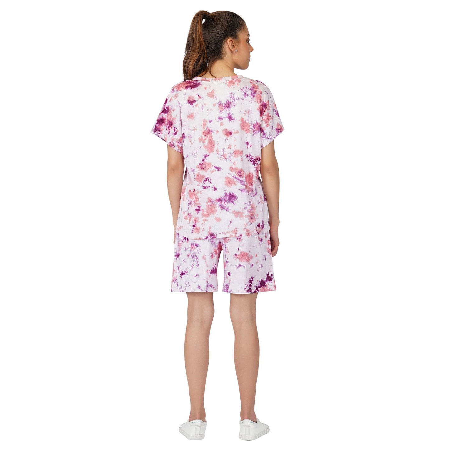 SLAY. Women's Oversized Lavender Lilac Tie Dye Shorts