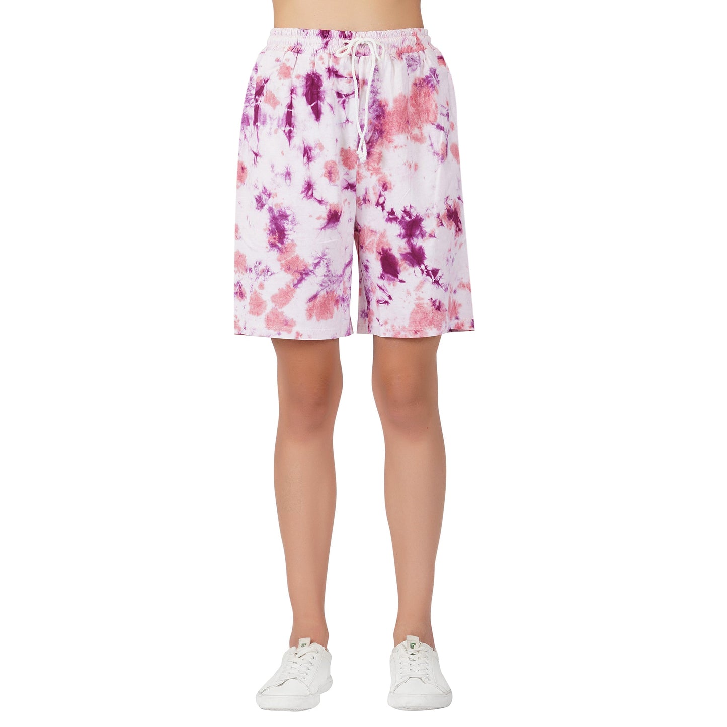 SLAY. Women's Oversized Lavender Lilac Tie Dye Shorts