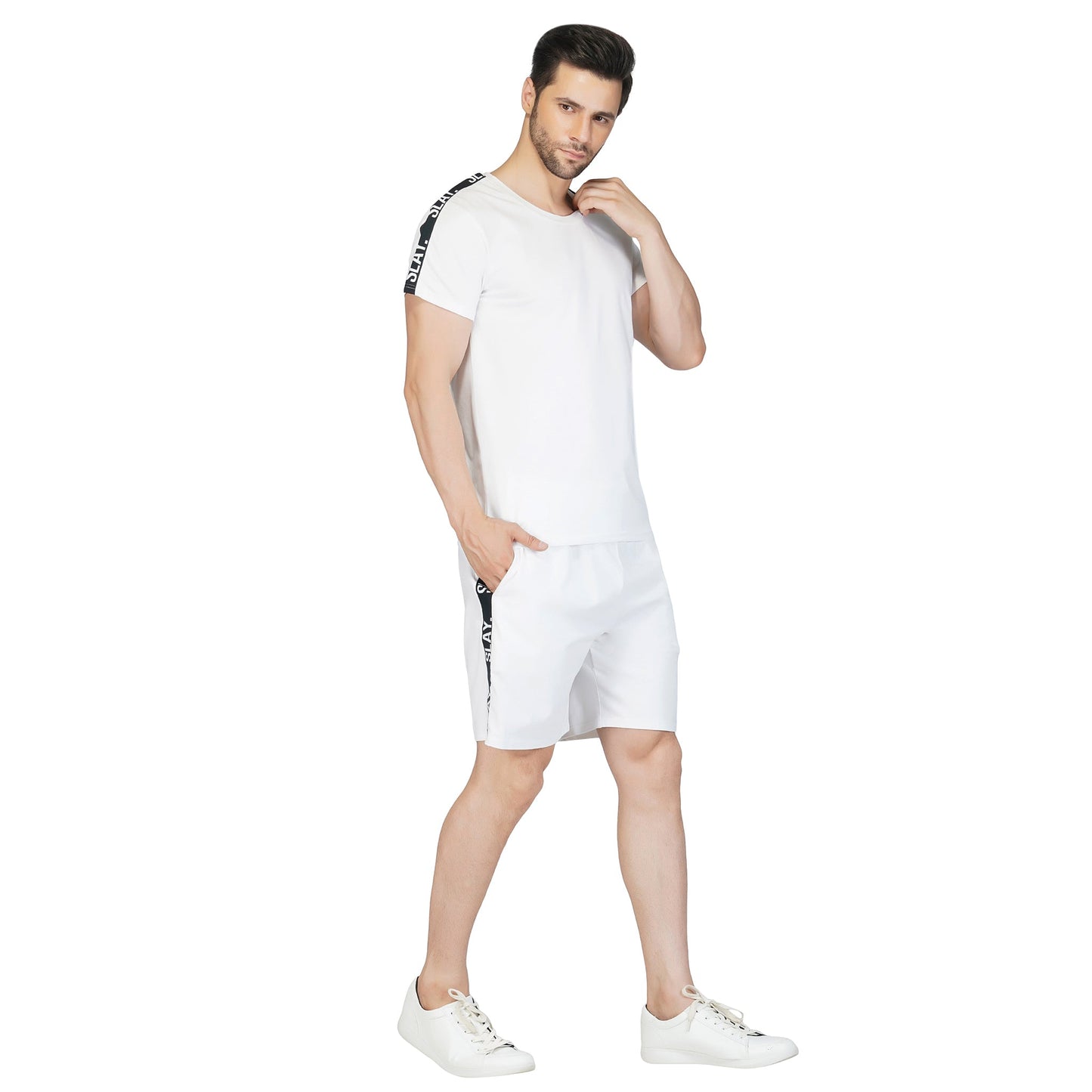 SLAY. Men's White Shorts(4 way Stretch Fabric)