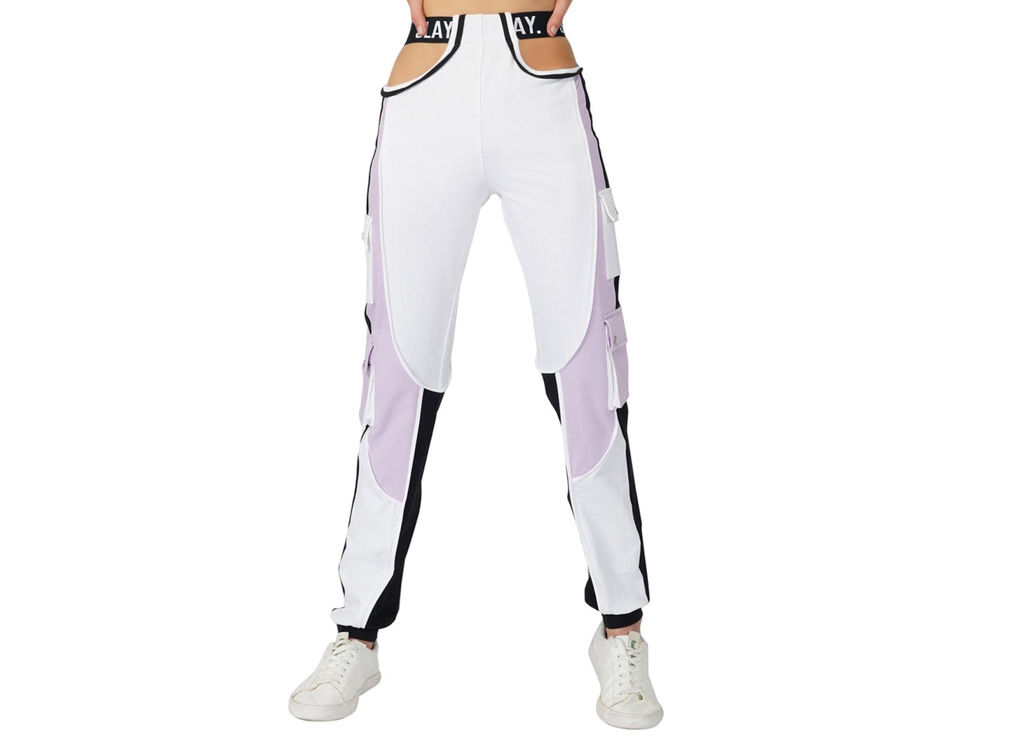 SLAY. Women's Activewear Lavender Lilac Colorblock Cargo Pants