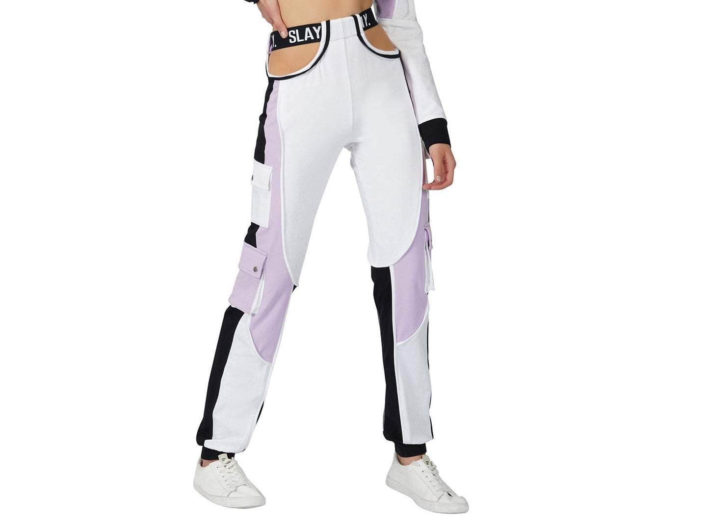 SLAY. Women's Activewear Lavender Lilac Colorblock Cargo Pants