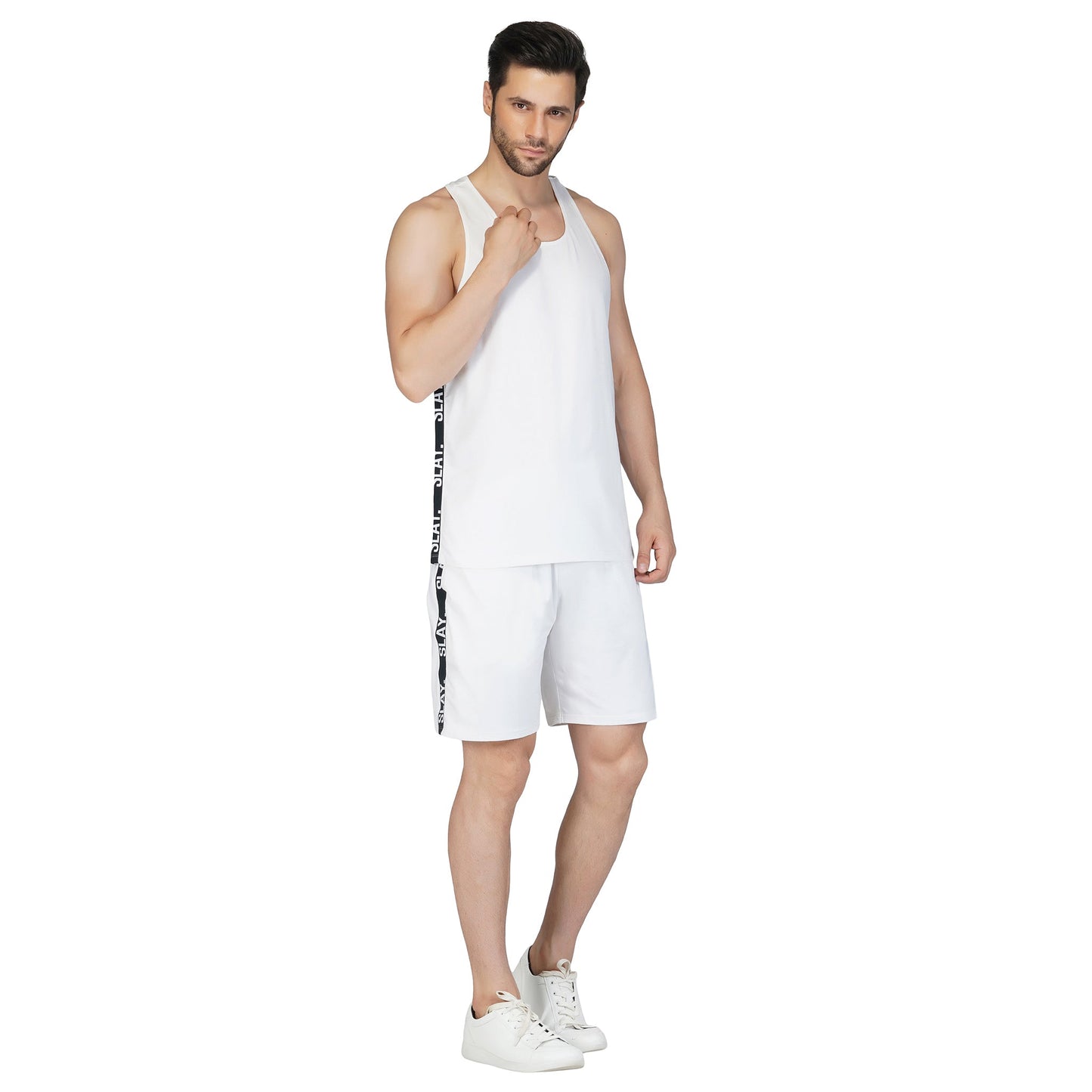 SLAY. Men's White Shorts(4 way Stretch Fabric)
